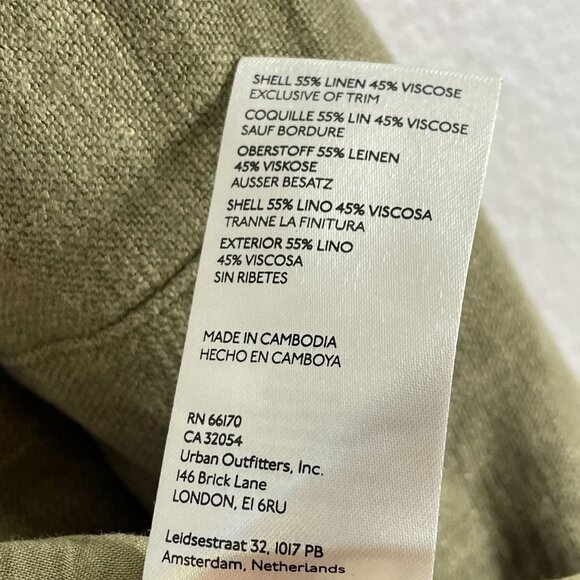 Anthropologie Womens 4 Olive Green Linen Blend Blazer Jacket - Picture 7 of 12